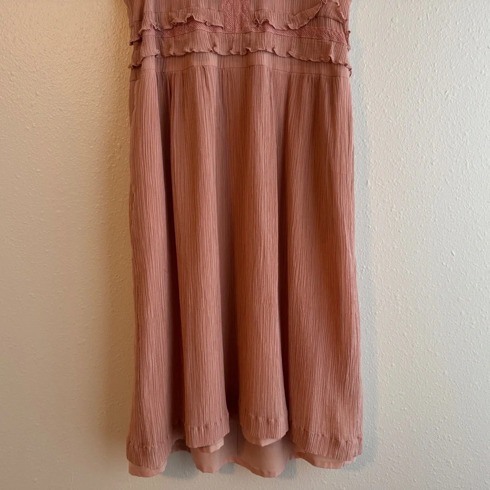 Madewell Cotton Silk Blend Frill Sleeveless Dress in pale terracotta rose pink